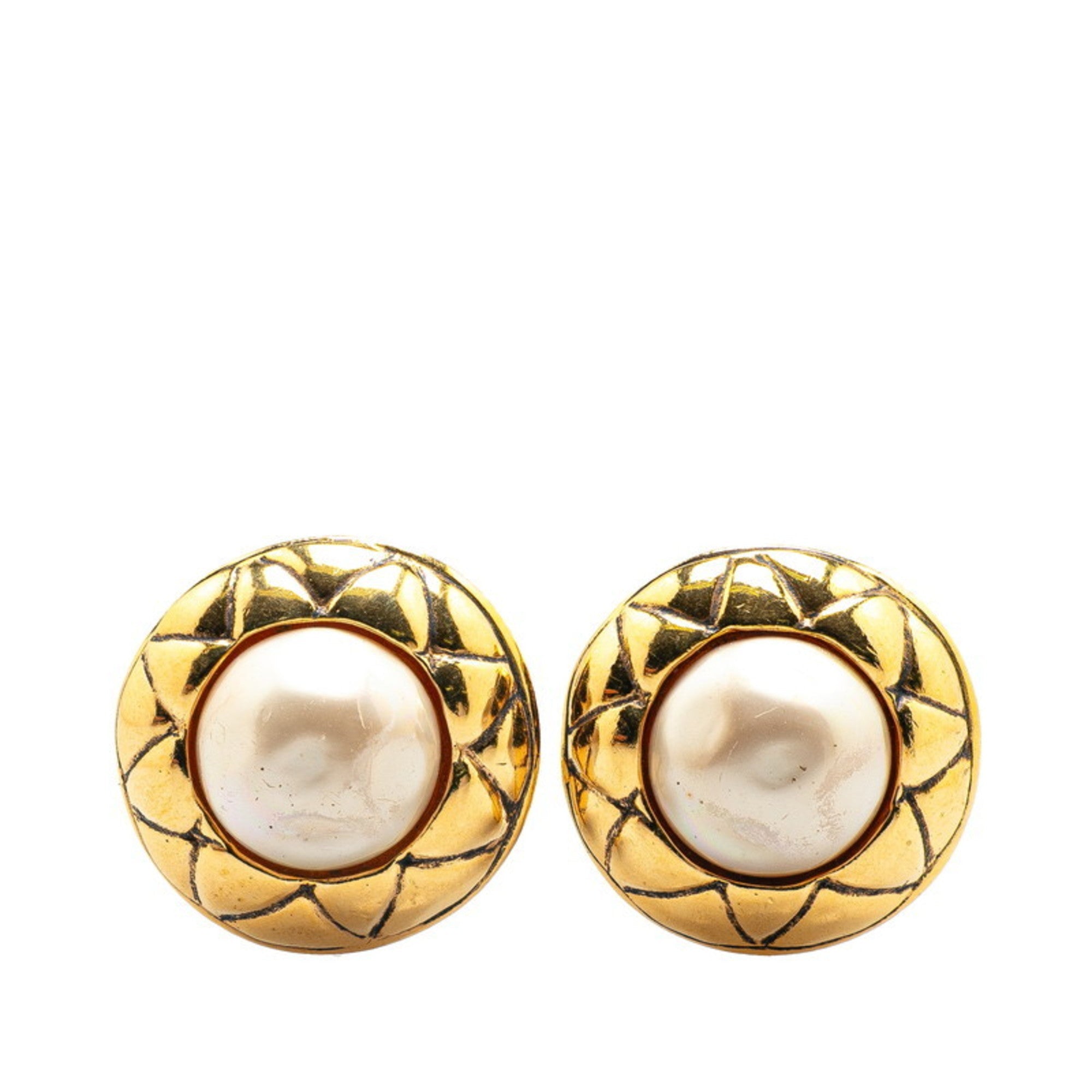 Clip-On Earrings Pearl Clip-On Gold-Tone Metal