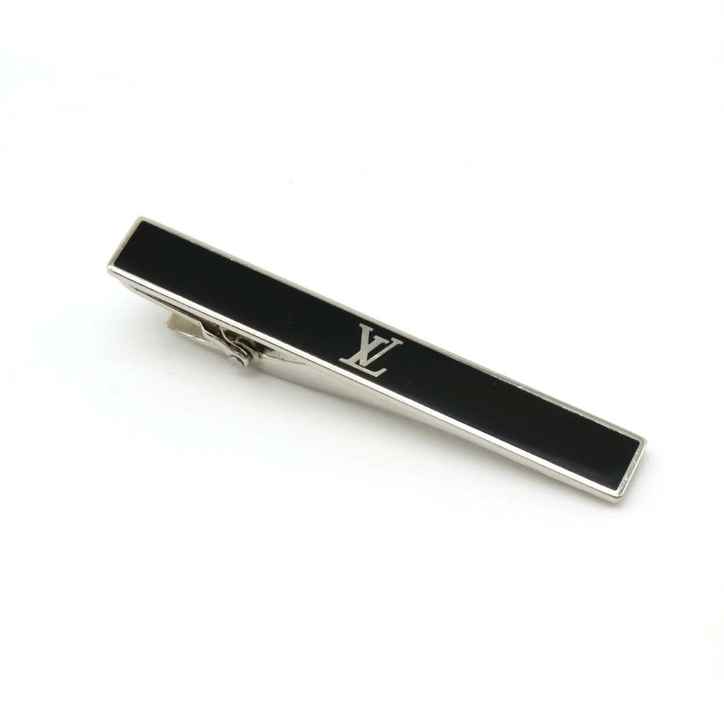 Tie Pin Steel and Enamel Black and Silver Brooch