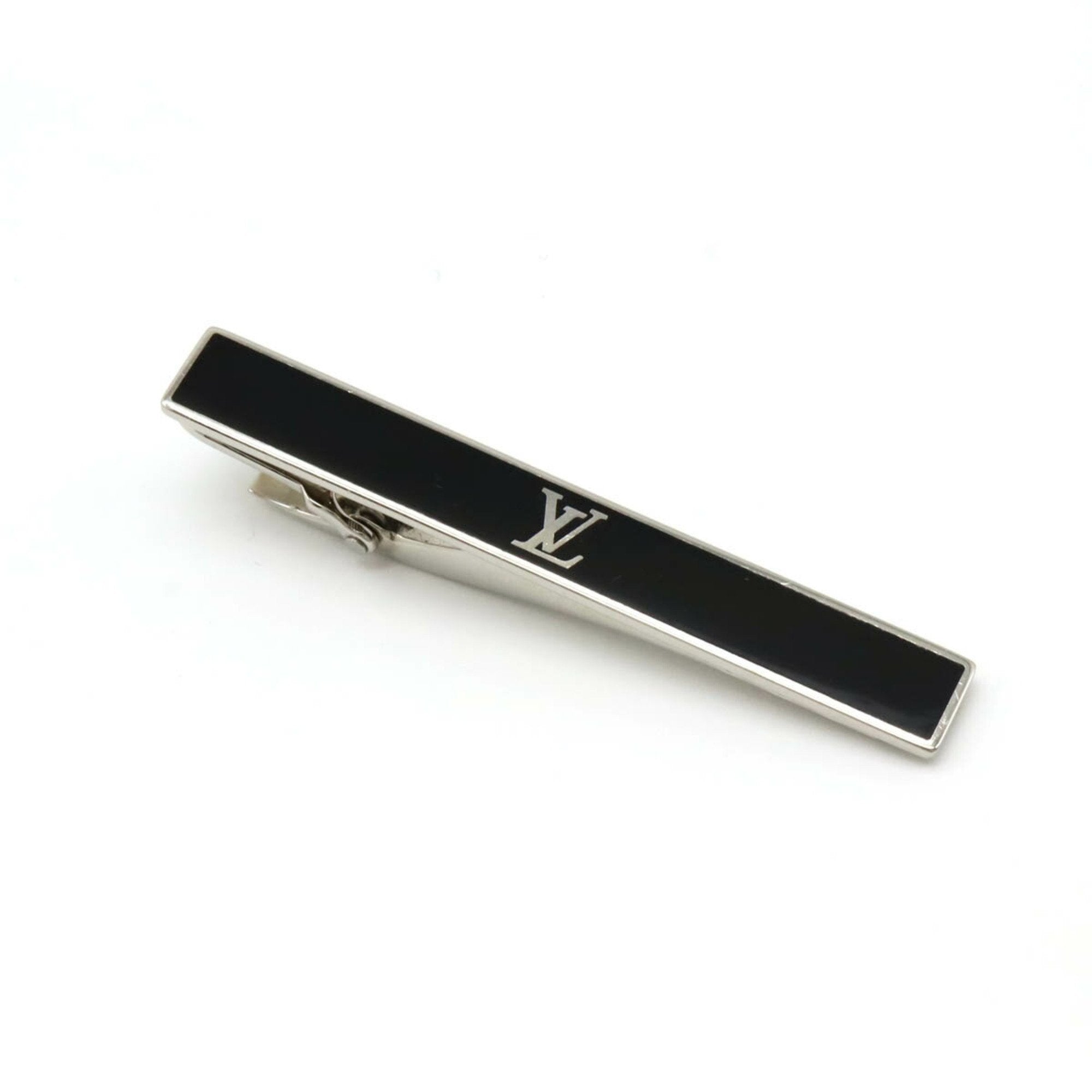 Tie Pin Steel and Enamel Black and Silver Brooch