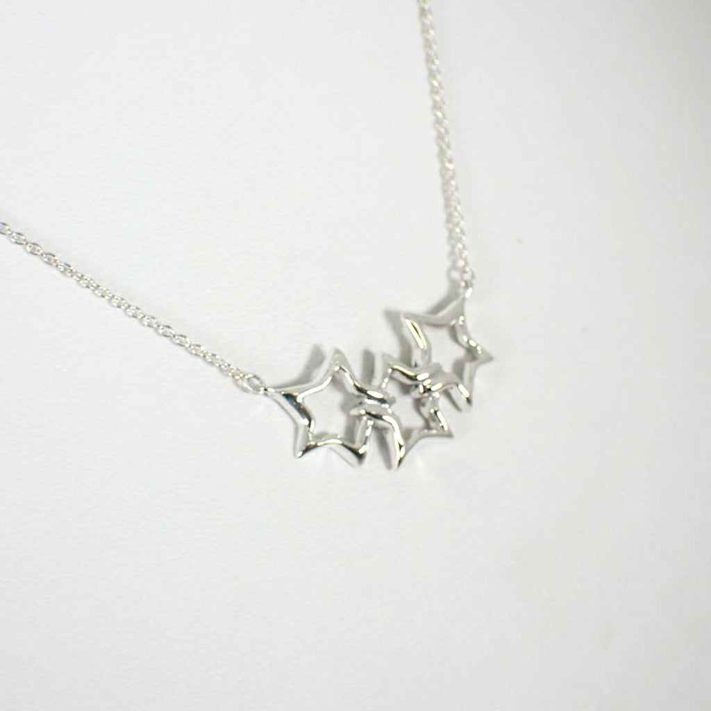 Triple Star Pendant Necklace Sterling Silver