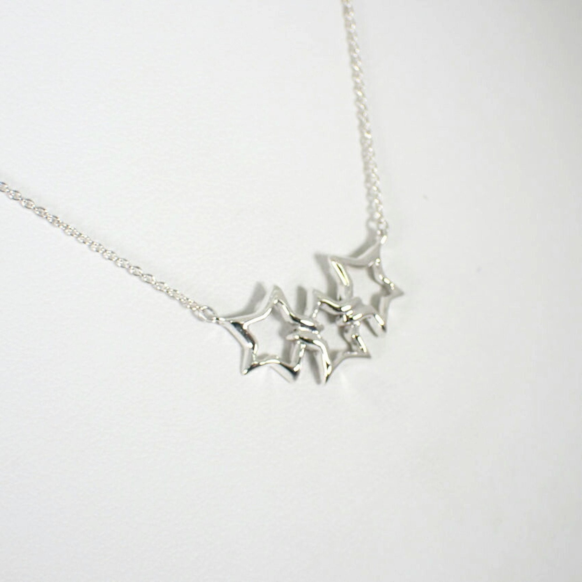 Triple Star Pendant Necklace Sterling Silver