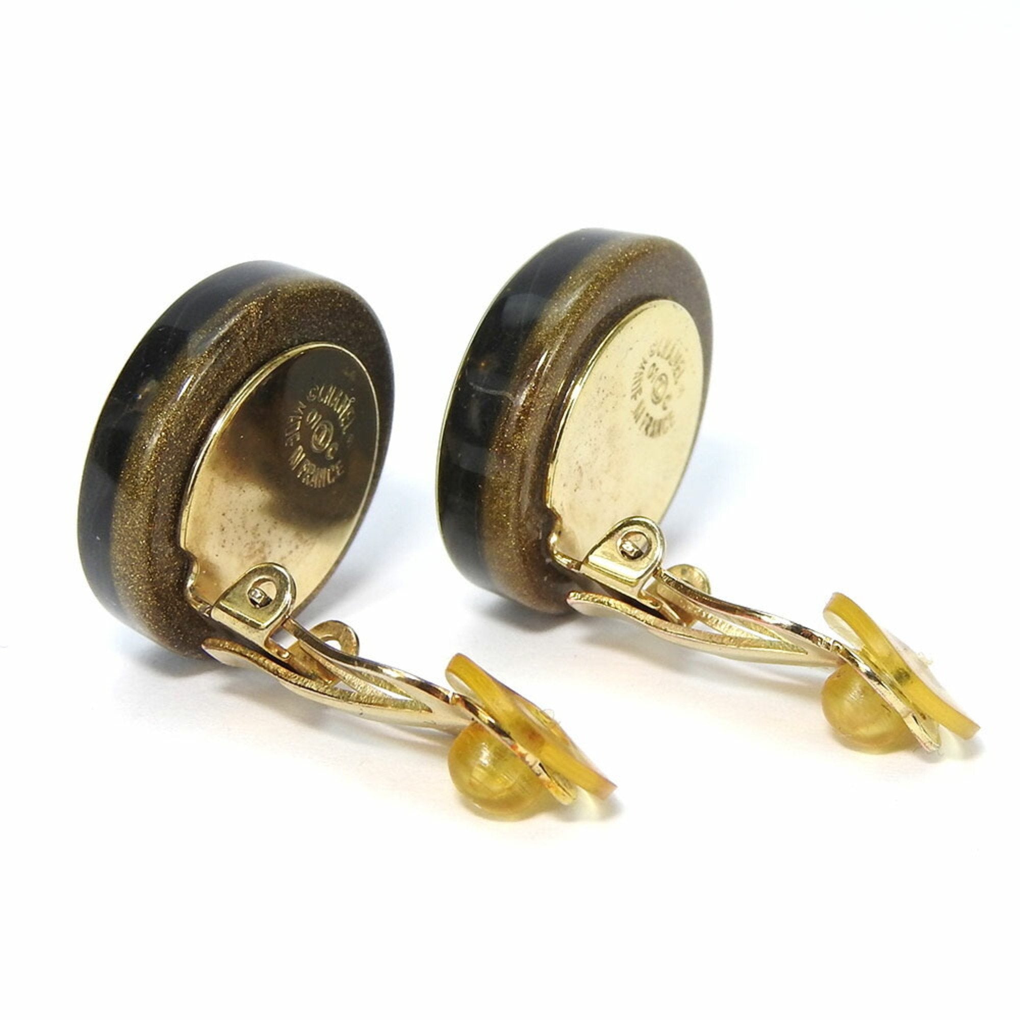 CC Logo Clover Clip-On Earrings Gold-Tone Metal