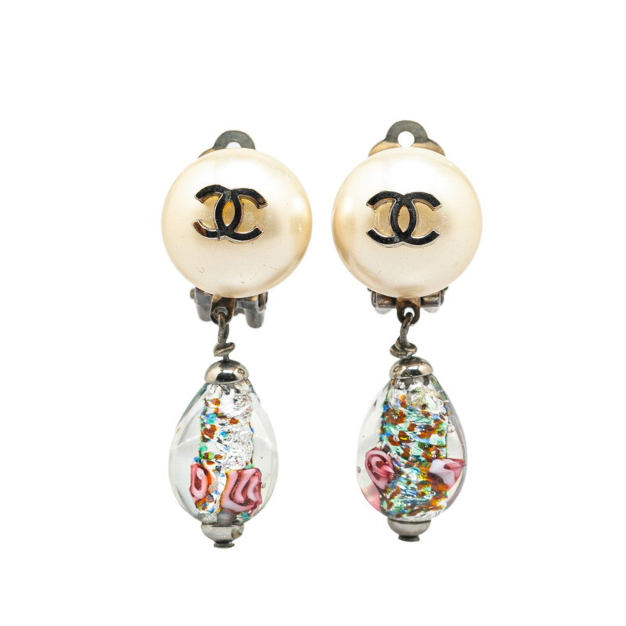 CC Logo Clip-On Earrings Silver-Tone Metal Silver-Tone Metal