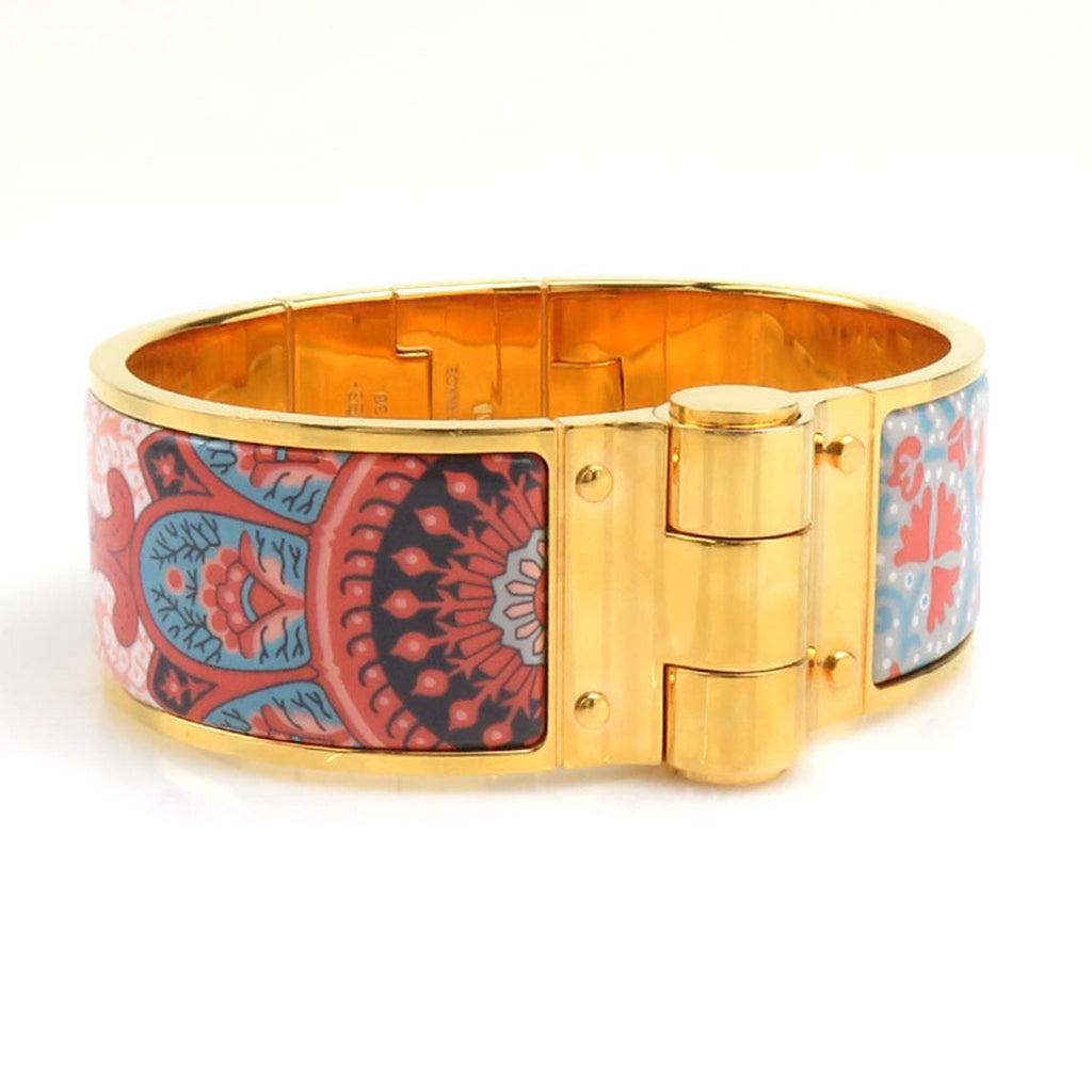 Bracelet Enamel and Metal Blue Gold Pink