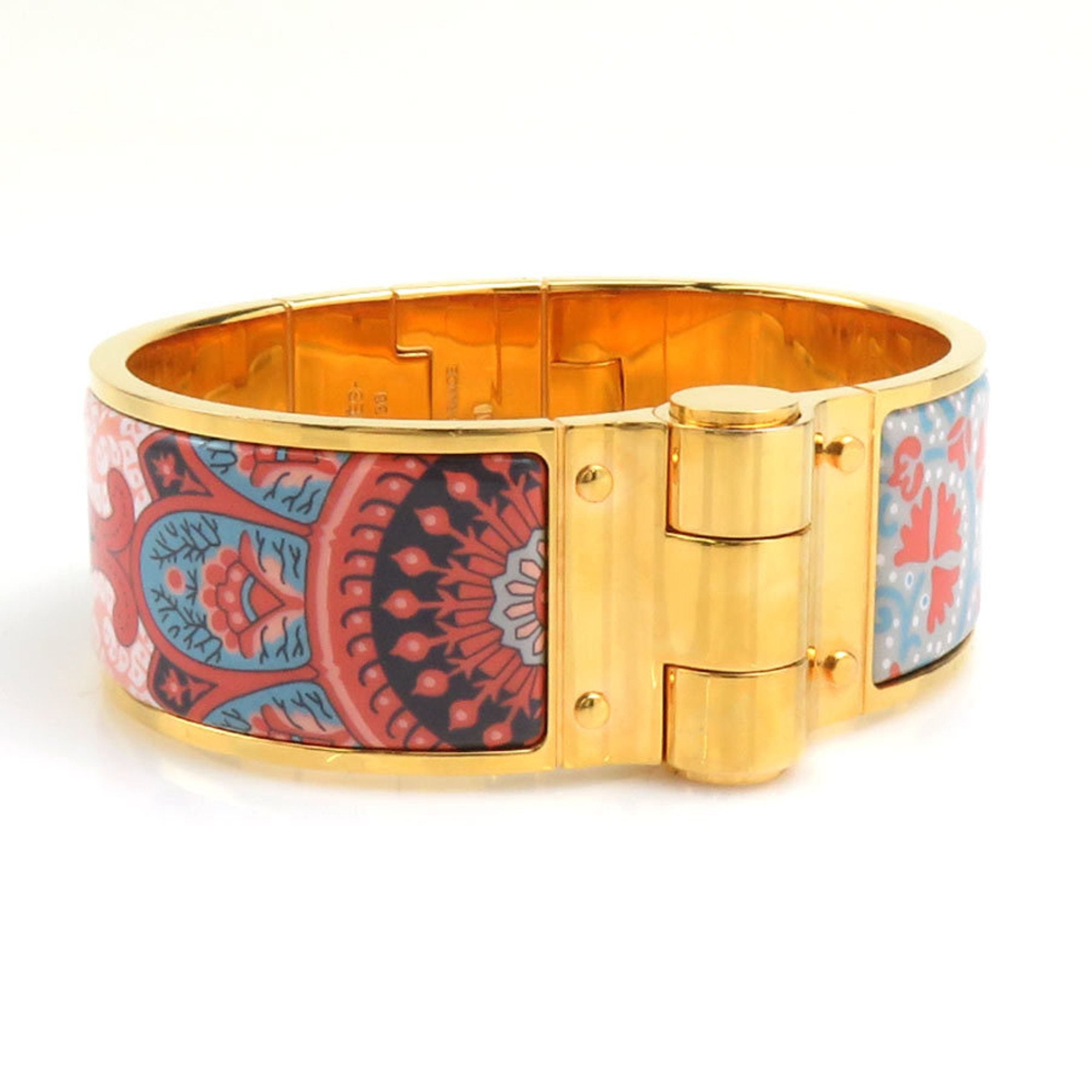 Bracelet Enamel and Metal Blue Gold Pink