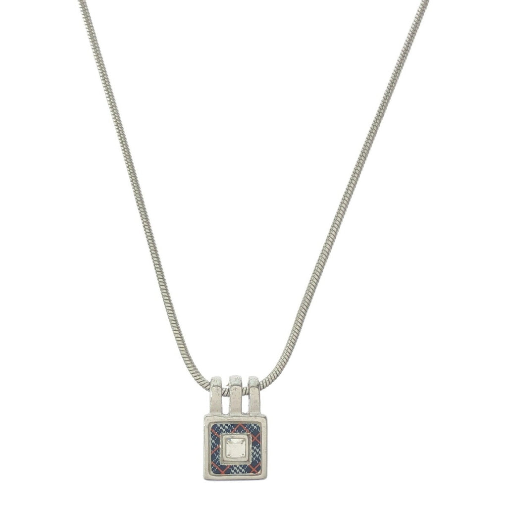Pendant Necklace Sterling Silver With Square Zirconia