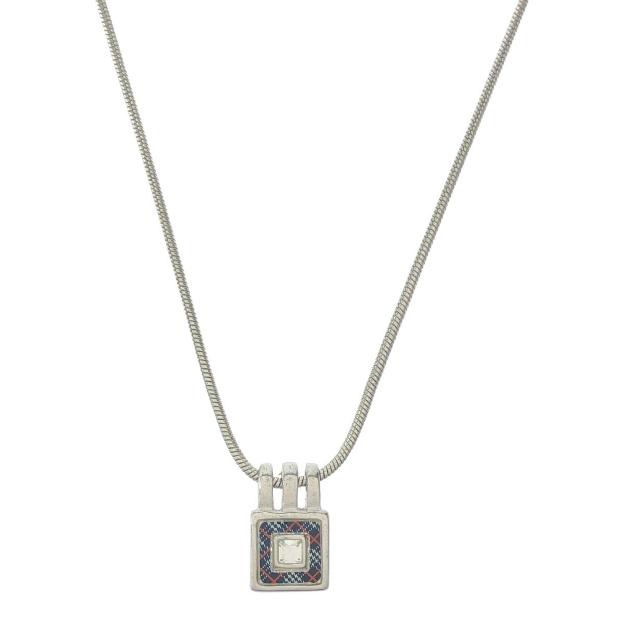 Pendant Necklace Sterling Silver With Square Zirconia