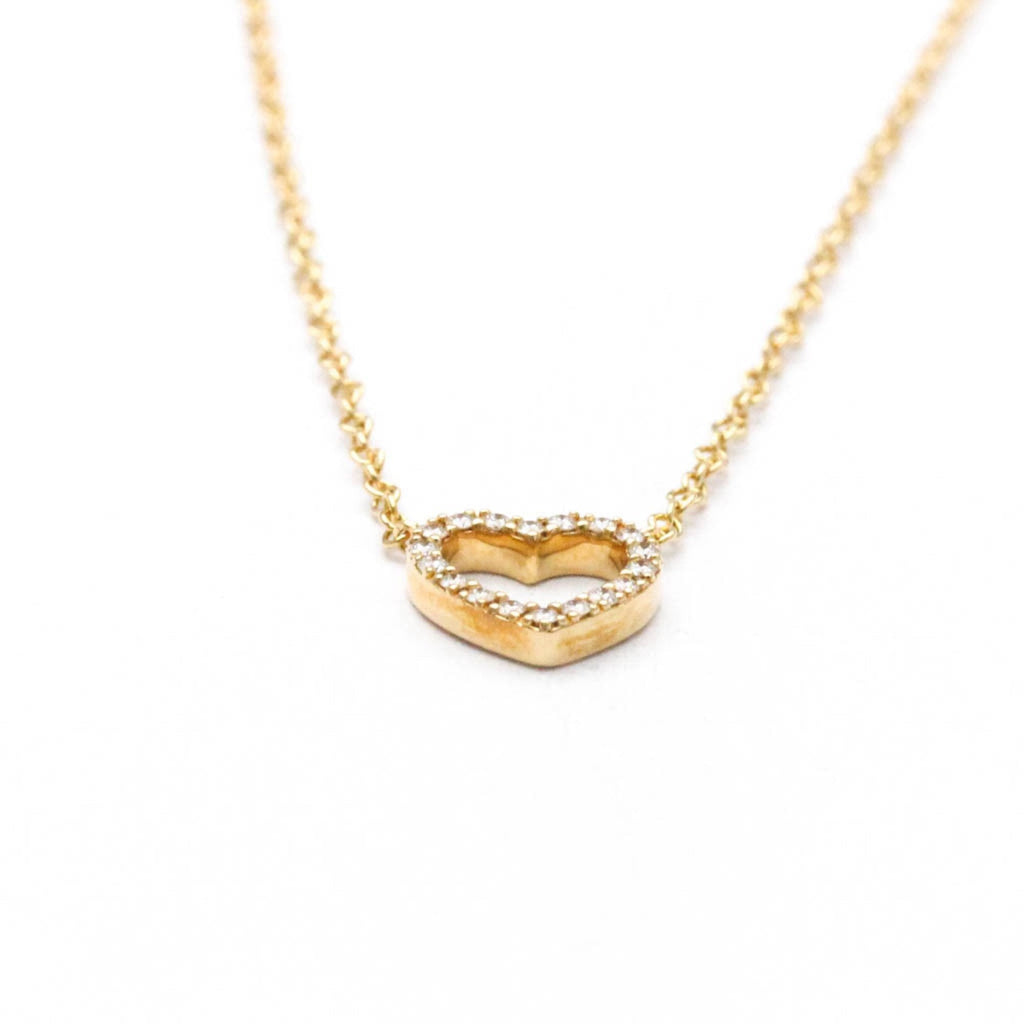 Sentimental Heart Pendant Necklace 18K Rose Gold with Diamond