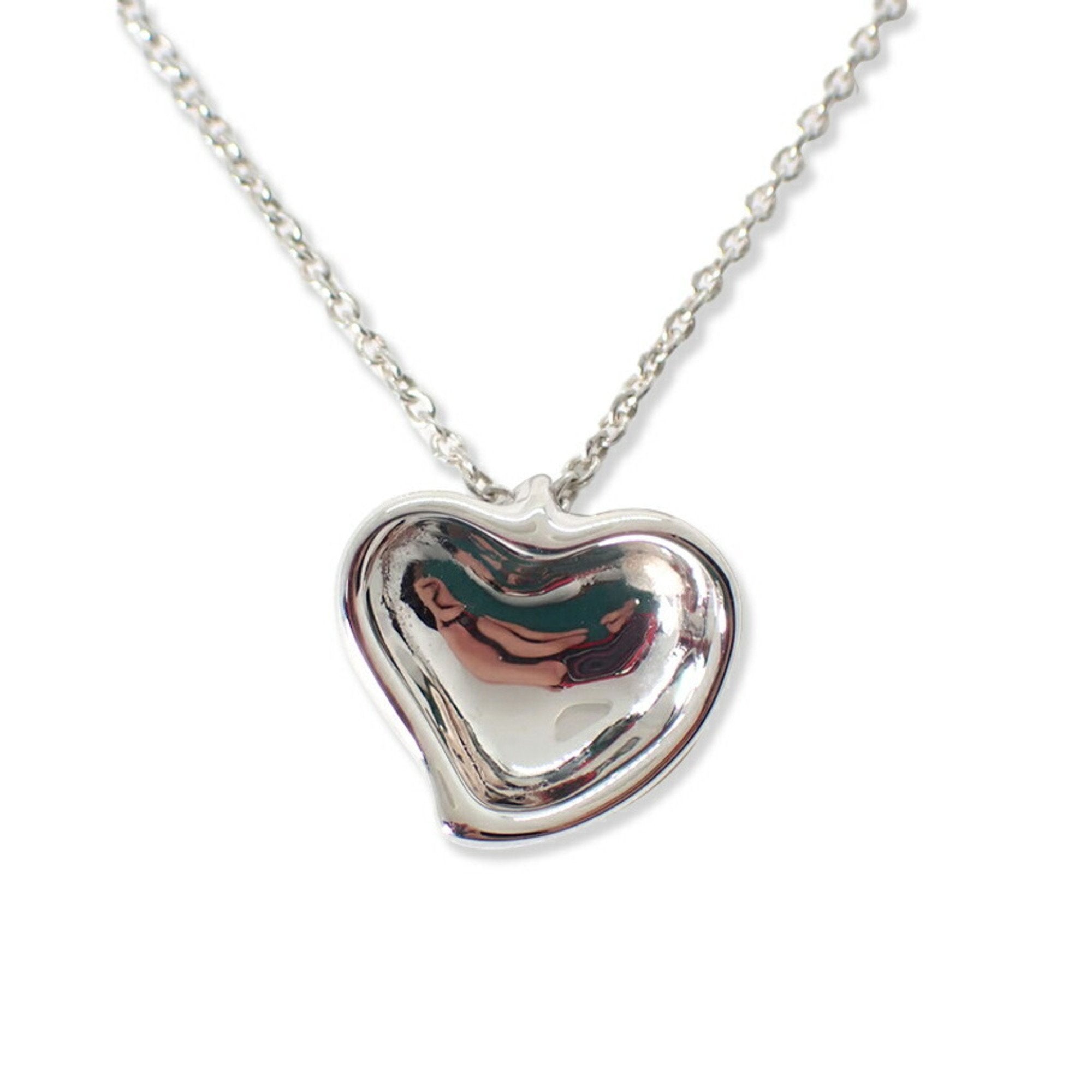 Full Heart Pendant Necklace Sterling Silver