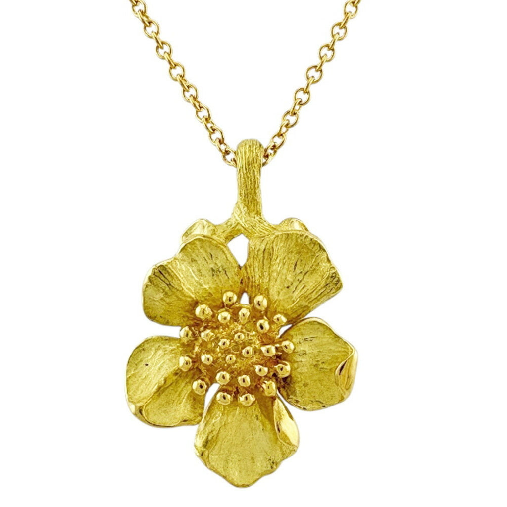 Dogwood Pendant Necklace 18K Yellow Gold