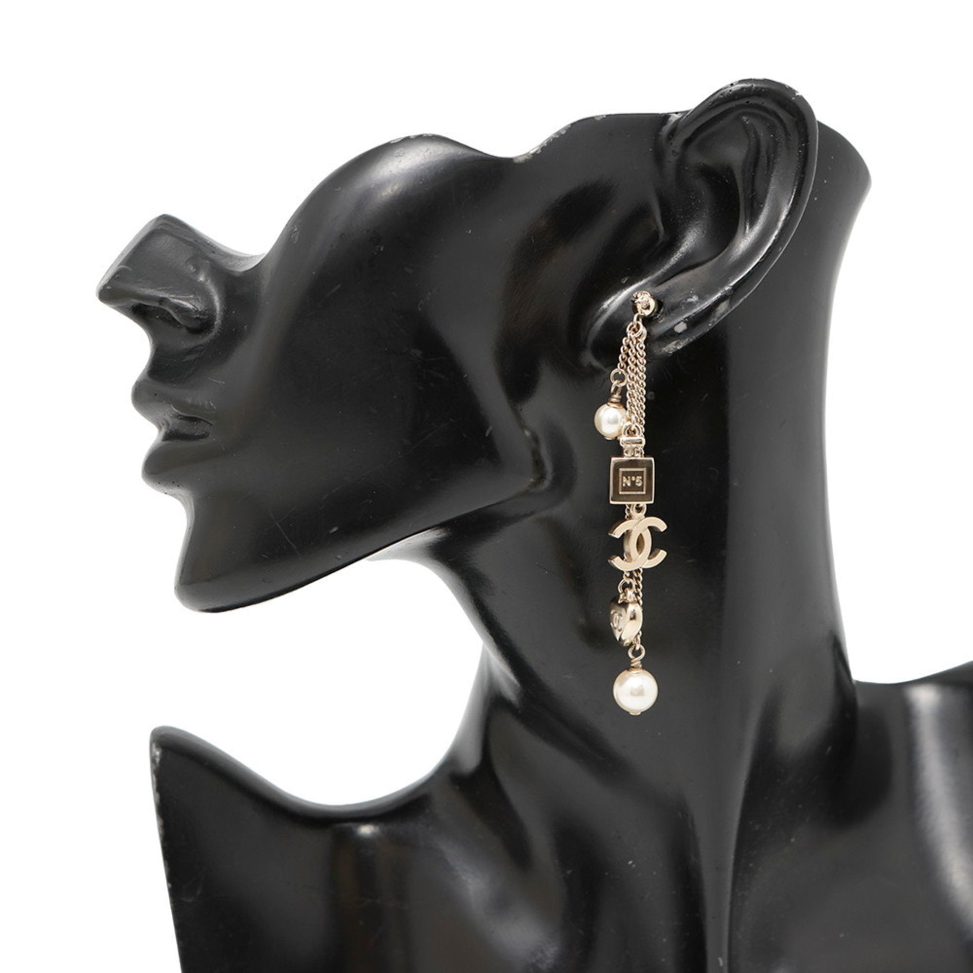 CC Logo Heart Earrings Gold-Tone Metal Gold-Tone Metal