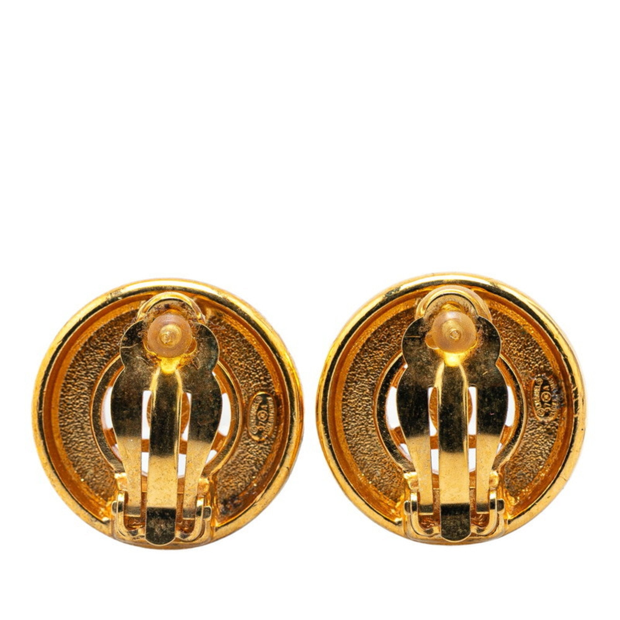 CC Logo Clip-On Earrings Metal Gold-Tone Metal