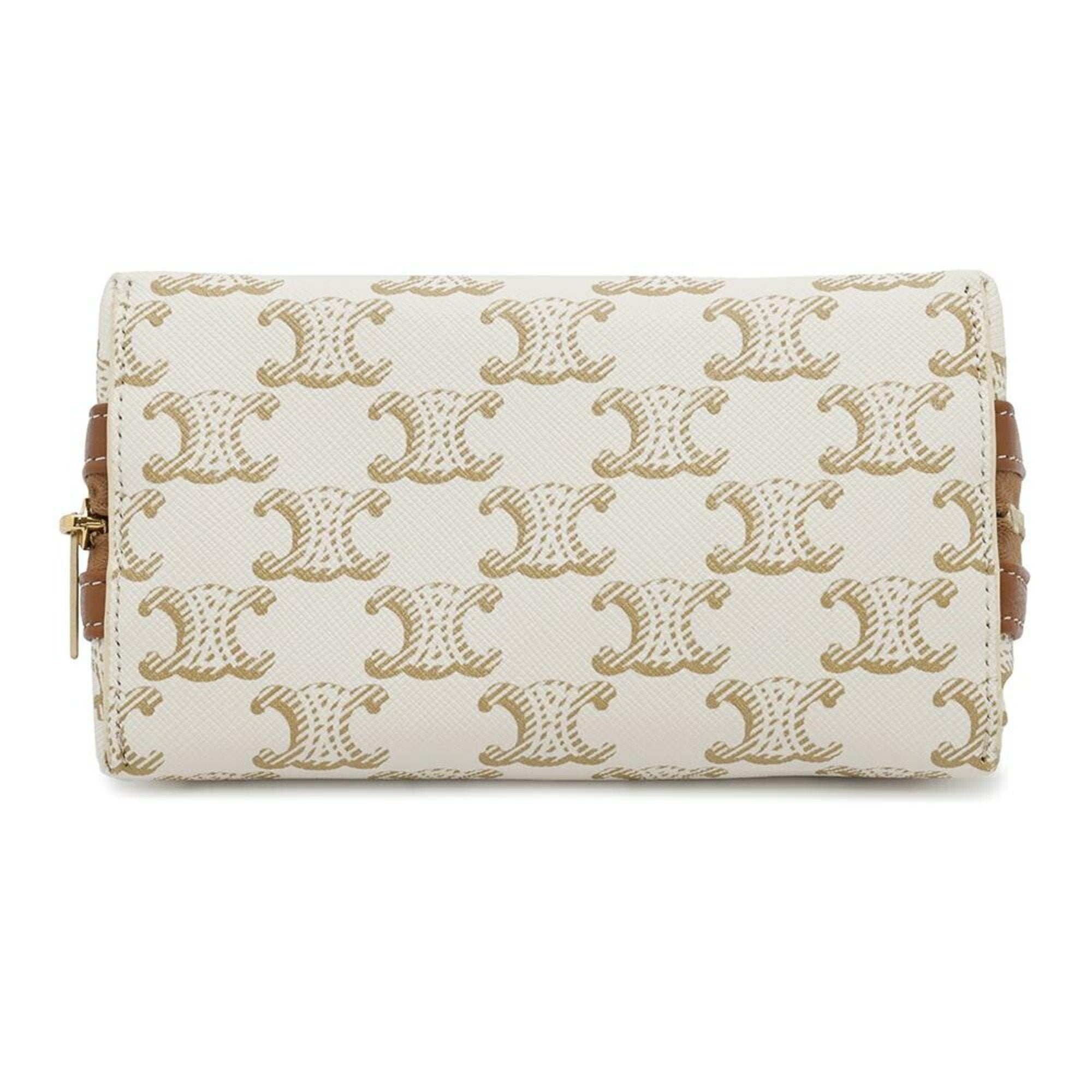 Zip Around Chain Clutch Triomphe Coated Canvas