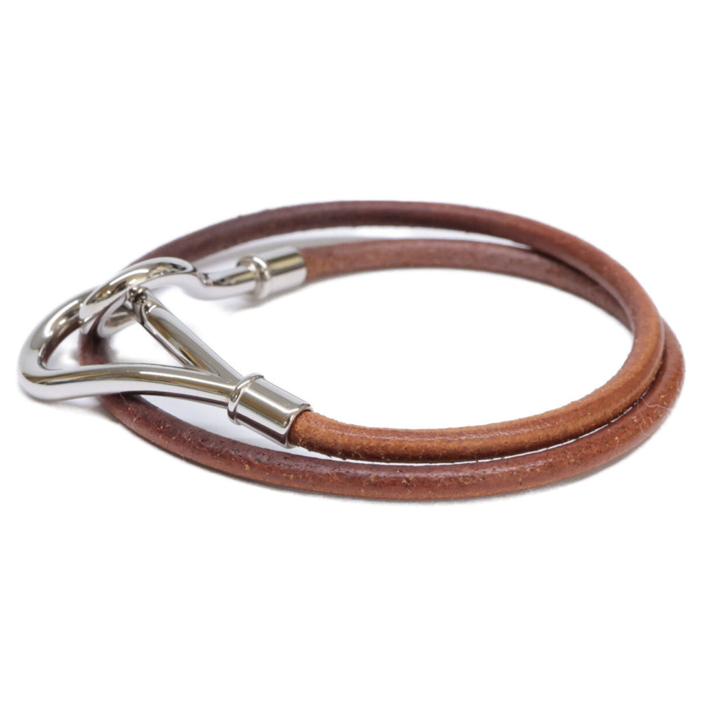 Jumbo Leather Bracelet Brown and Silver