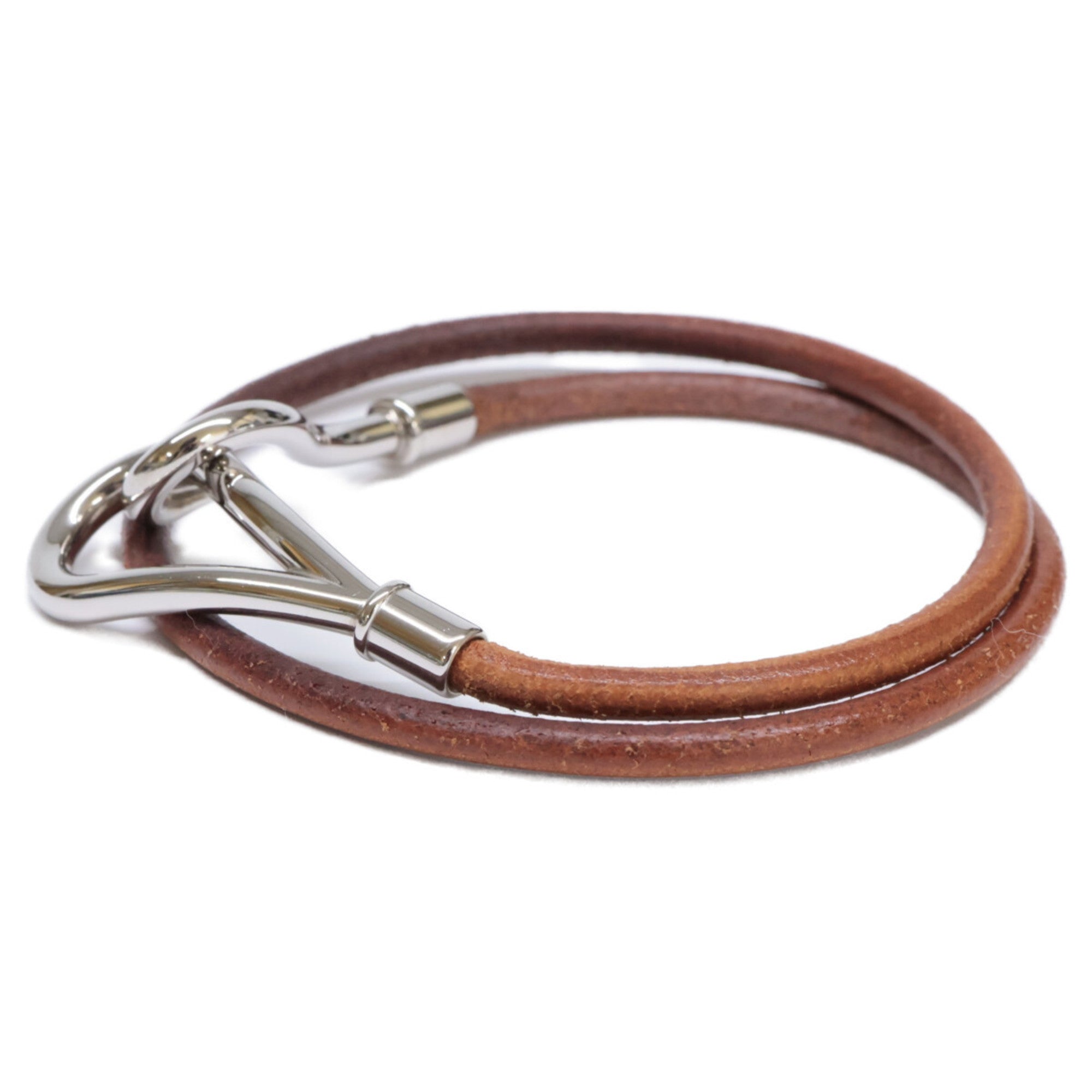 Jumbo Leather Bracelet Brown and Silver