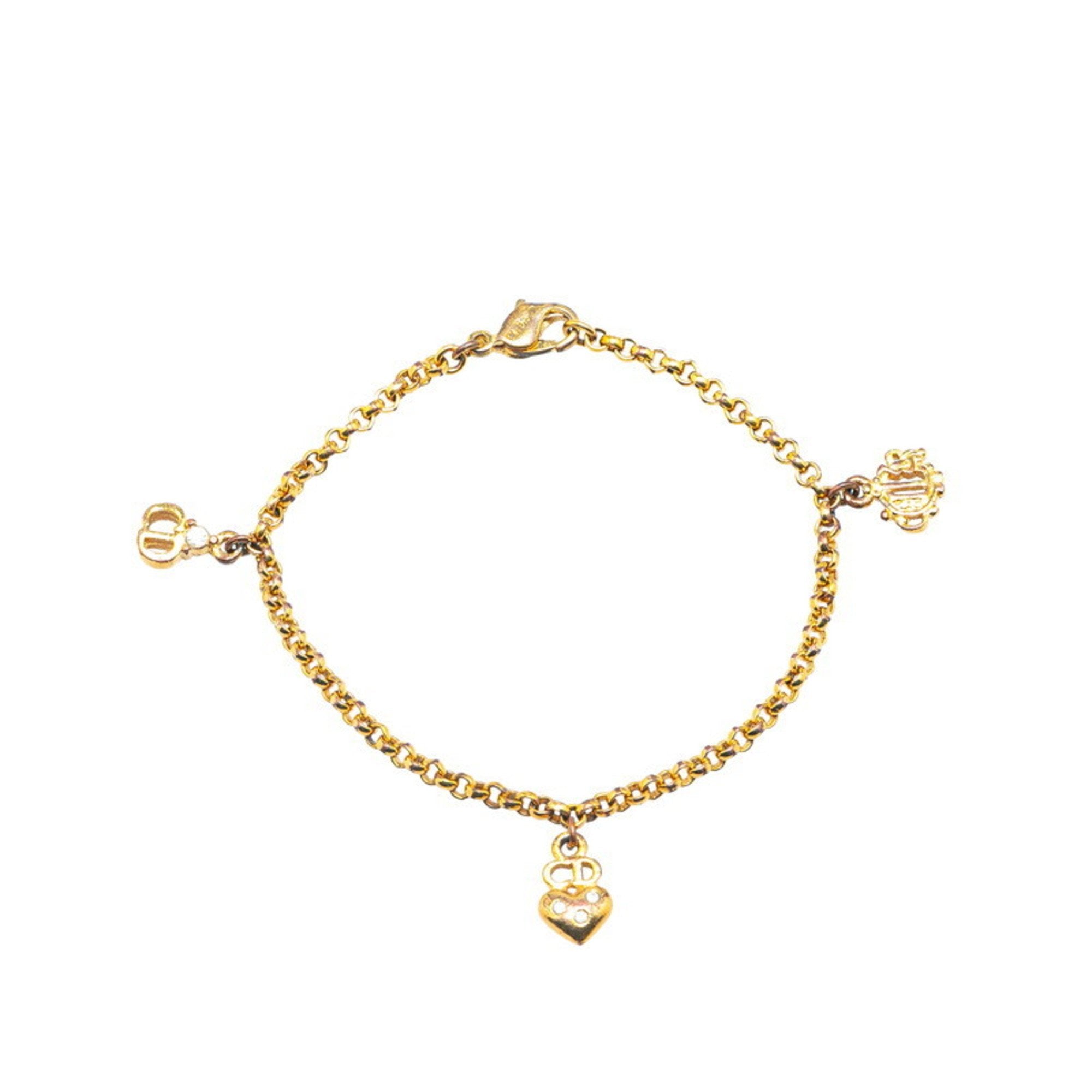 Emblem Heart Bracelet Gold Plated with Rhinestone