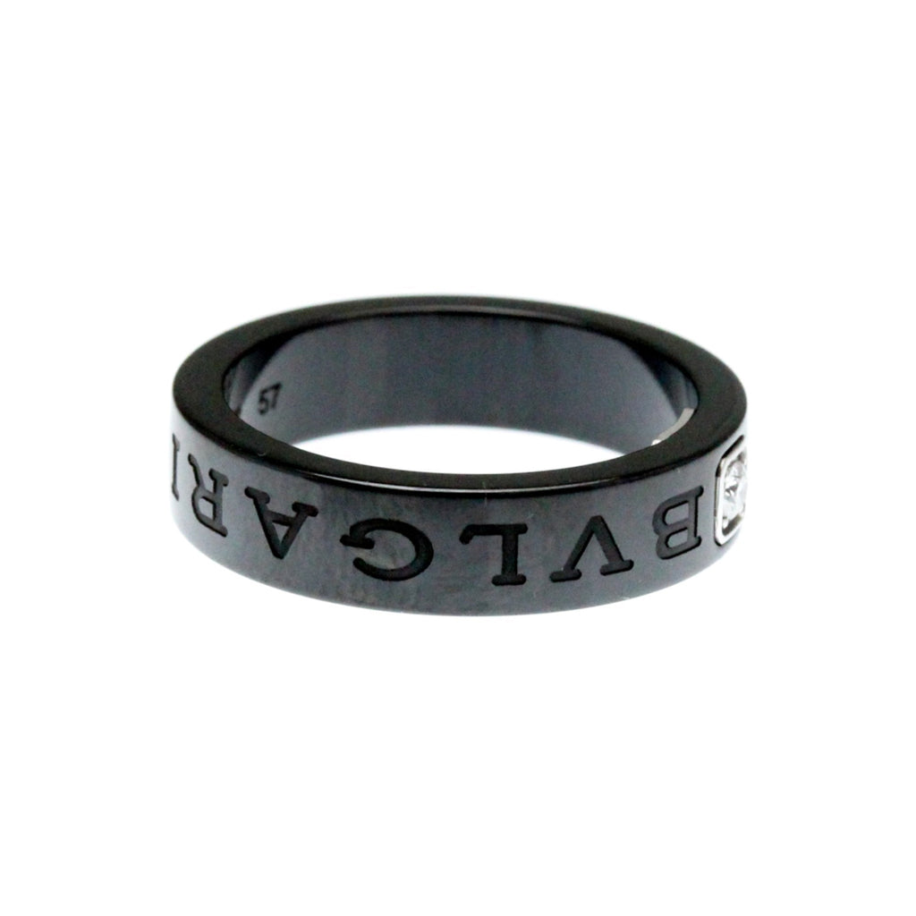 Band Ring Ceramic and 18K White Gold with Diamond