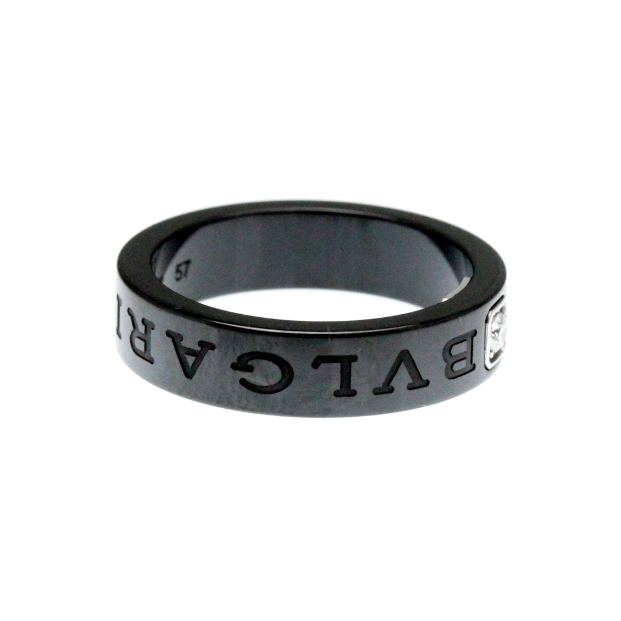 Band Ring Ceramic and 18K White Gold with Diamond