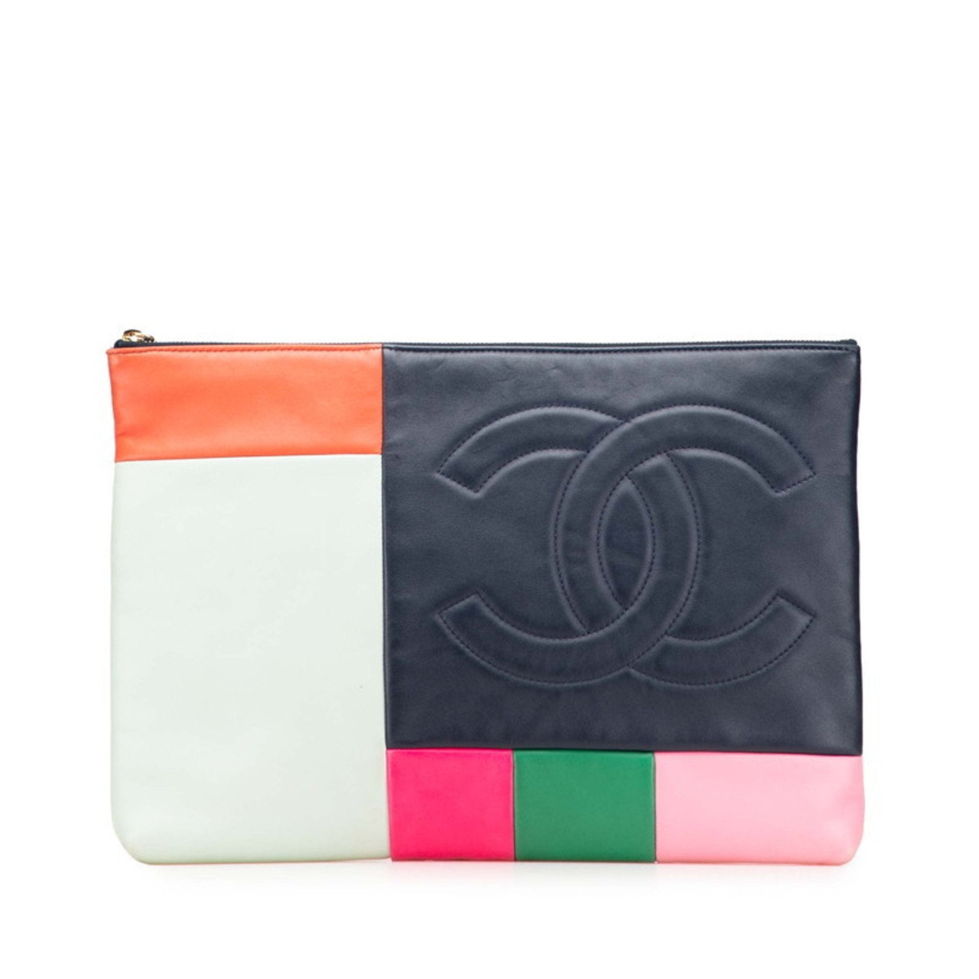 O Case Clutch Colorblock Leather Large