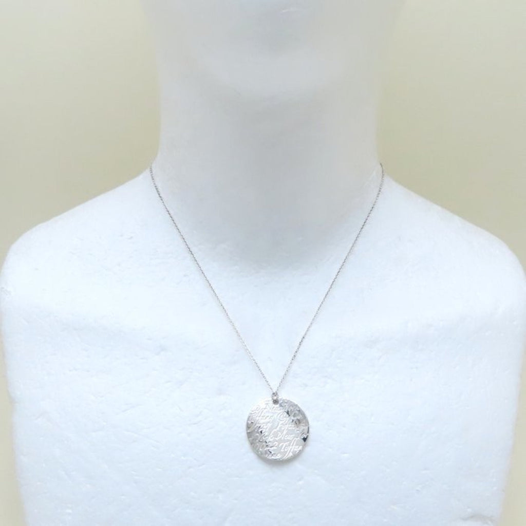 Notes Round Pendant Necklace Sterling Silver