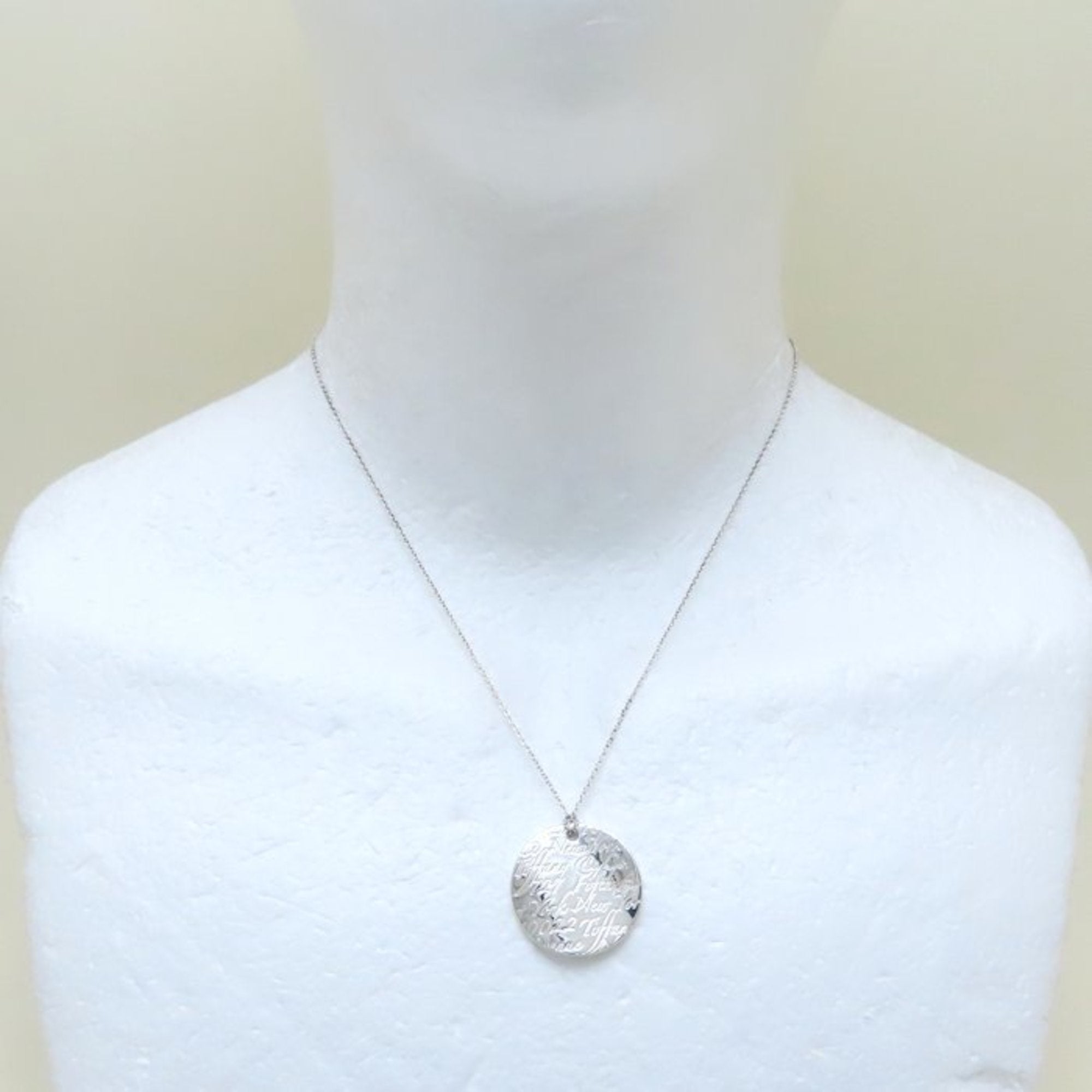 Notes Round Pendant Necklace Sterling Silver