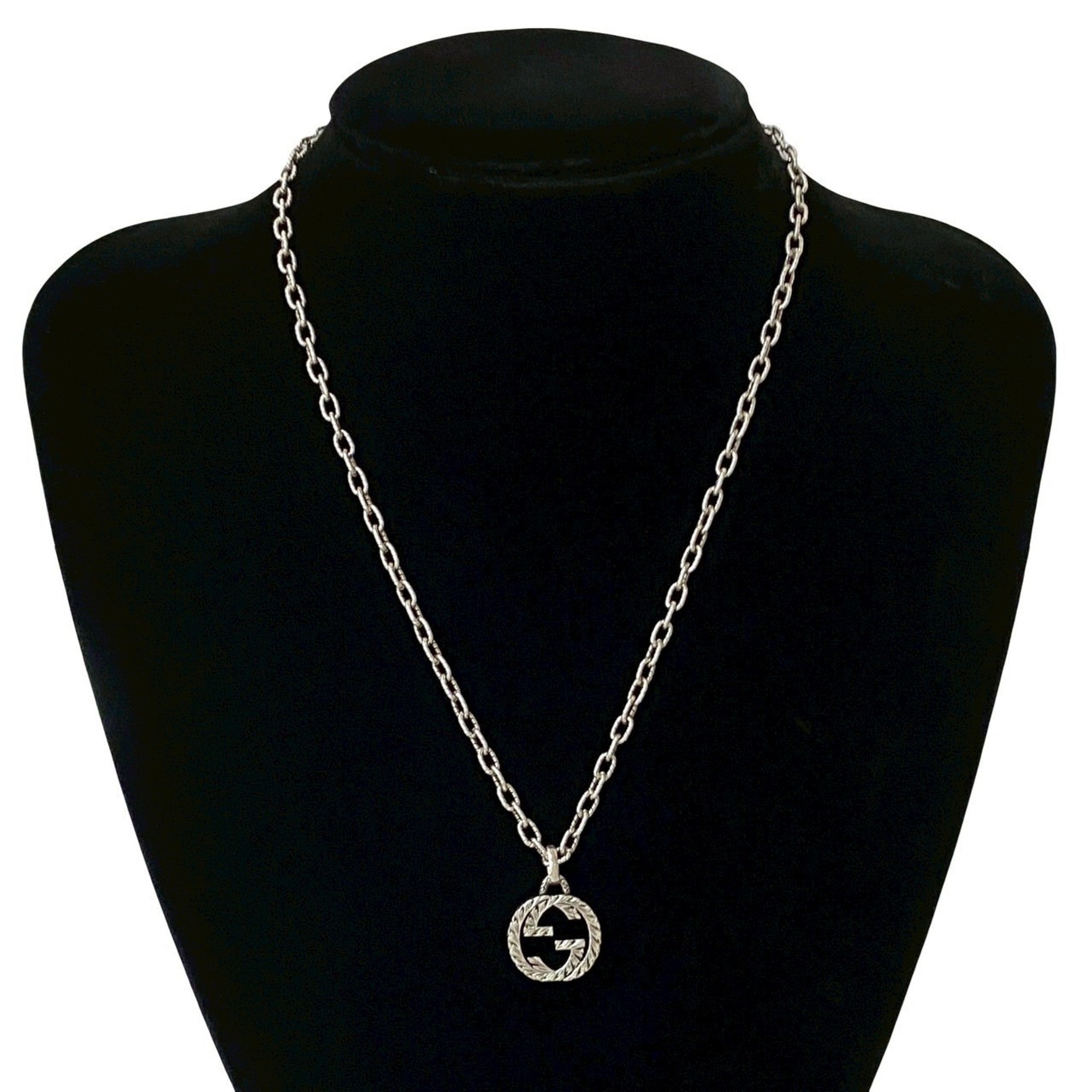 Interlocking G Pendant Necklace Sterling Silver