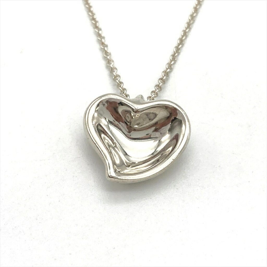 Full Heart Pendant Necklace Sterling Silver Silver Leaf