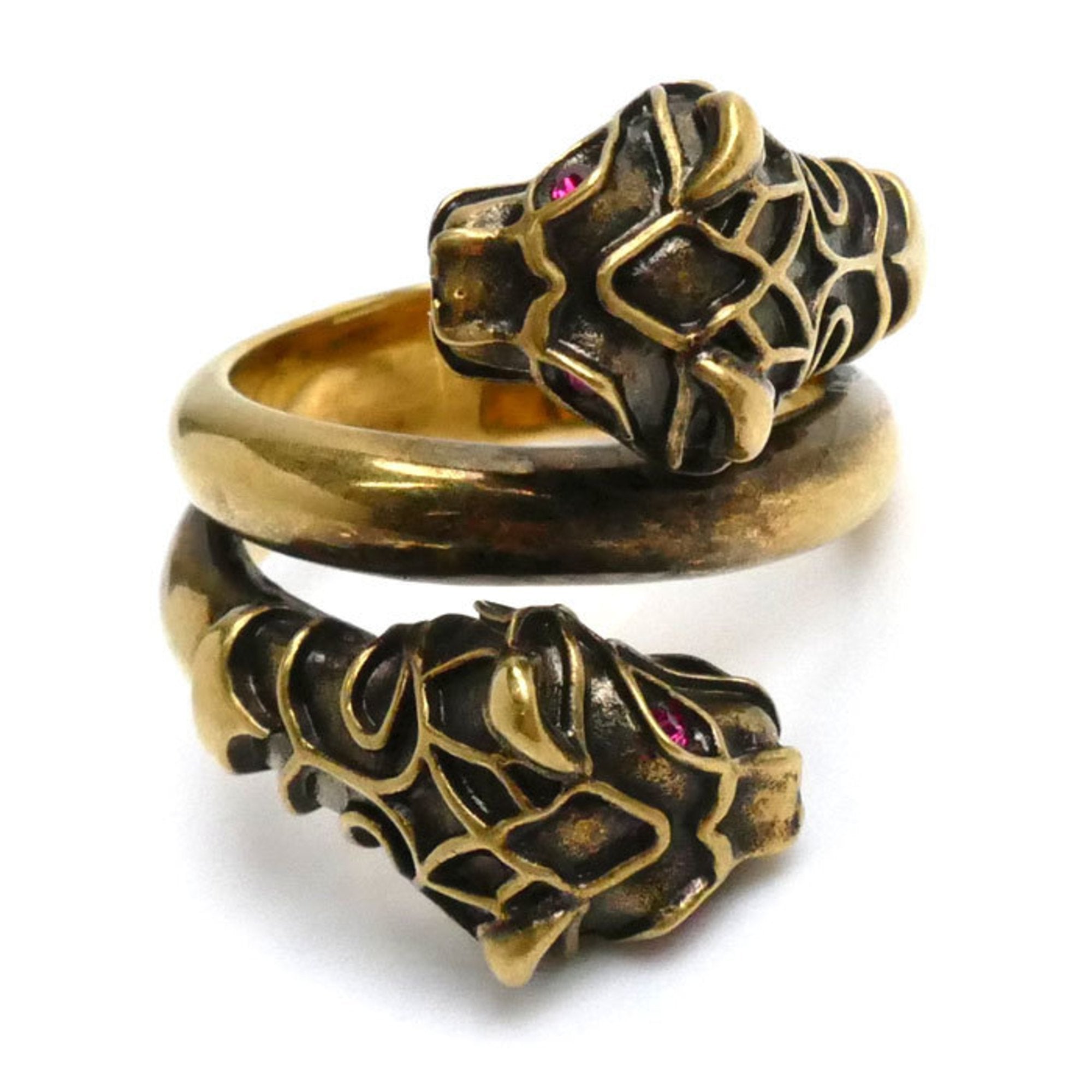 Double Tiger Head Ring Metal Gold