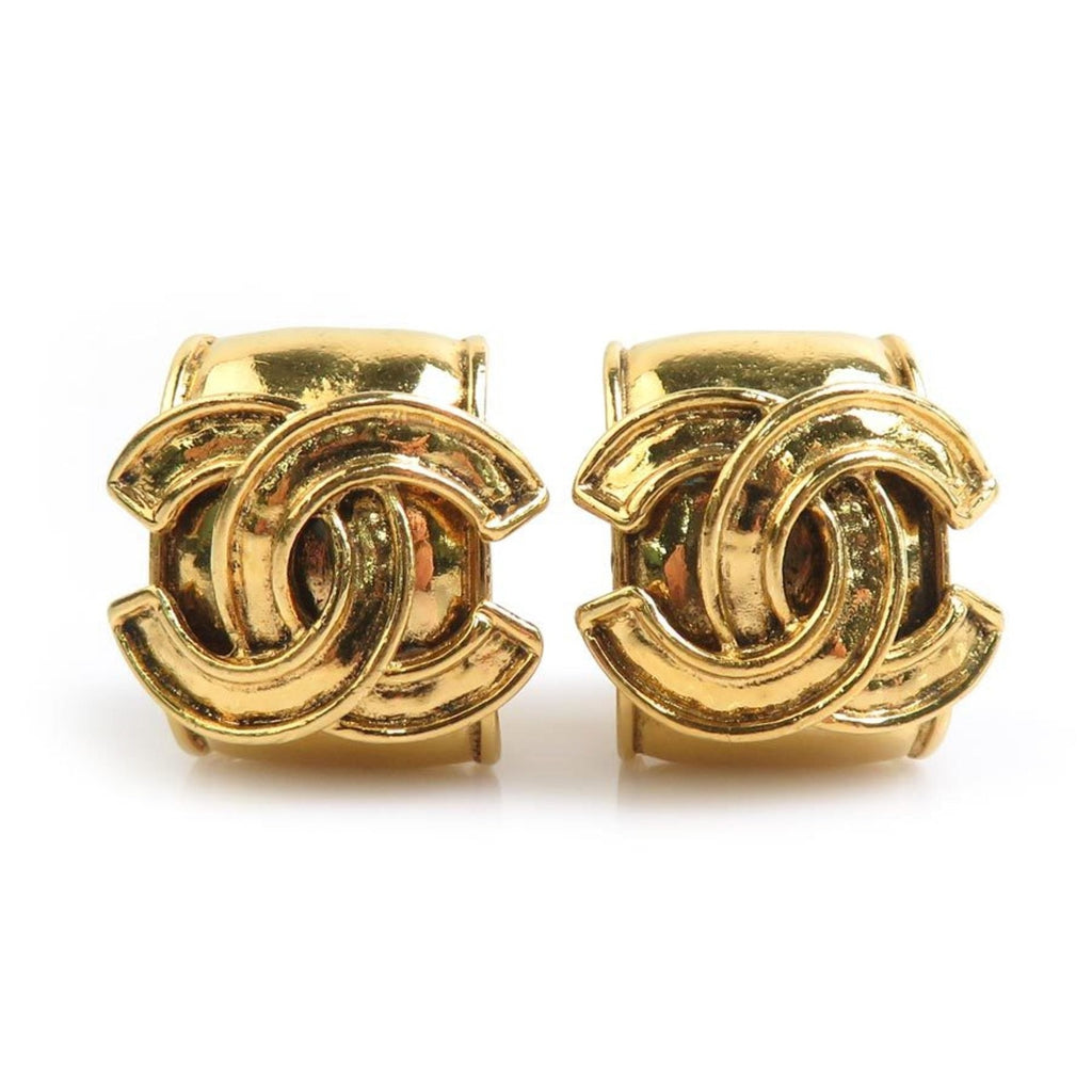 CC Logo Clip-On Earrings Gold-Tone Metal Gold-Tone Metal