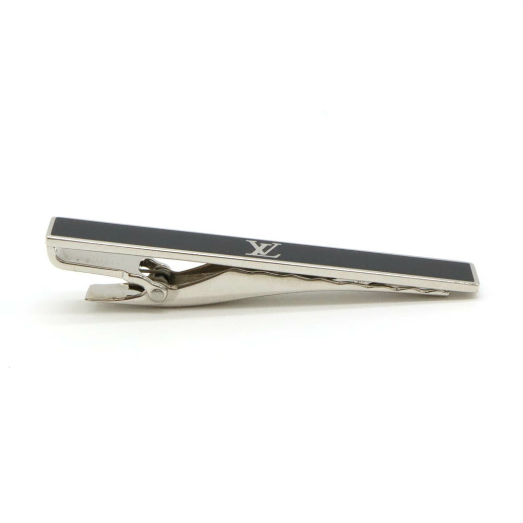 Tie Pin Steel and Enamel Black and Silver Brooch