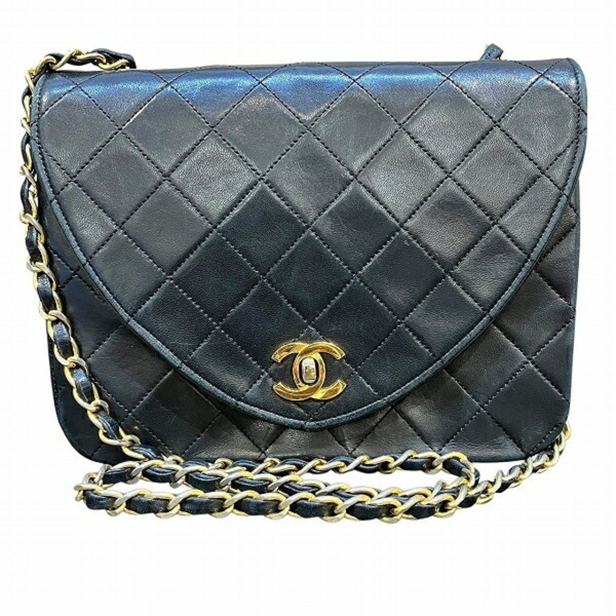Vintage Round Flap Bag Quilted Lambskin Small