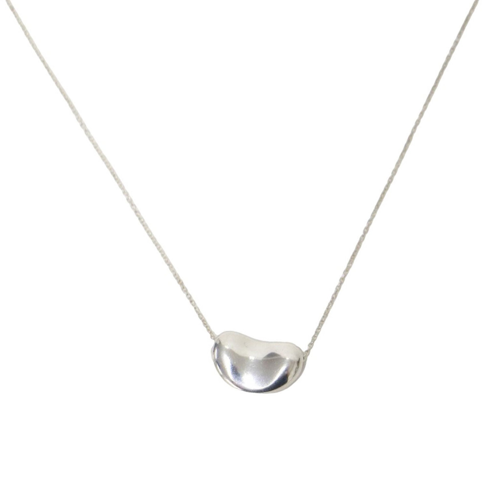 Bean Pendant Necklace Sterling Silver 10mm