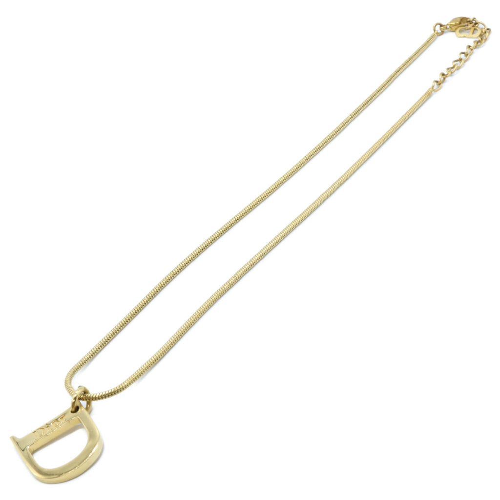 D Motif Pendant Necklace Gold Metal