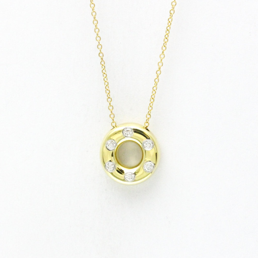 Dots Circle Pendant Necklace Platinum and 18K Yellow Gold with Diamond