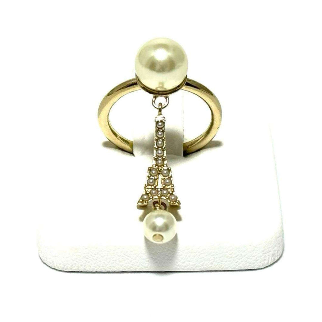 Eiffel Tower Motif Ring Mother of Pearl and Metal