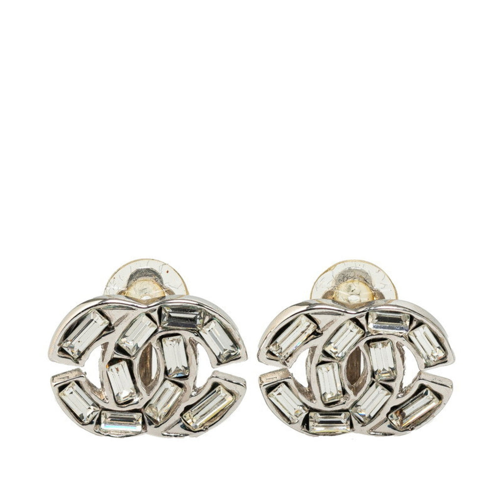CC Logo Clip-On Earrings Metal Silver-Tone Metal