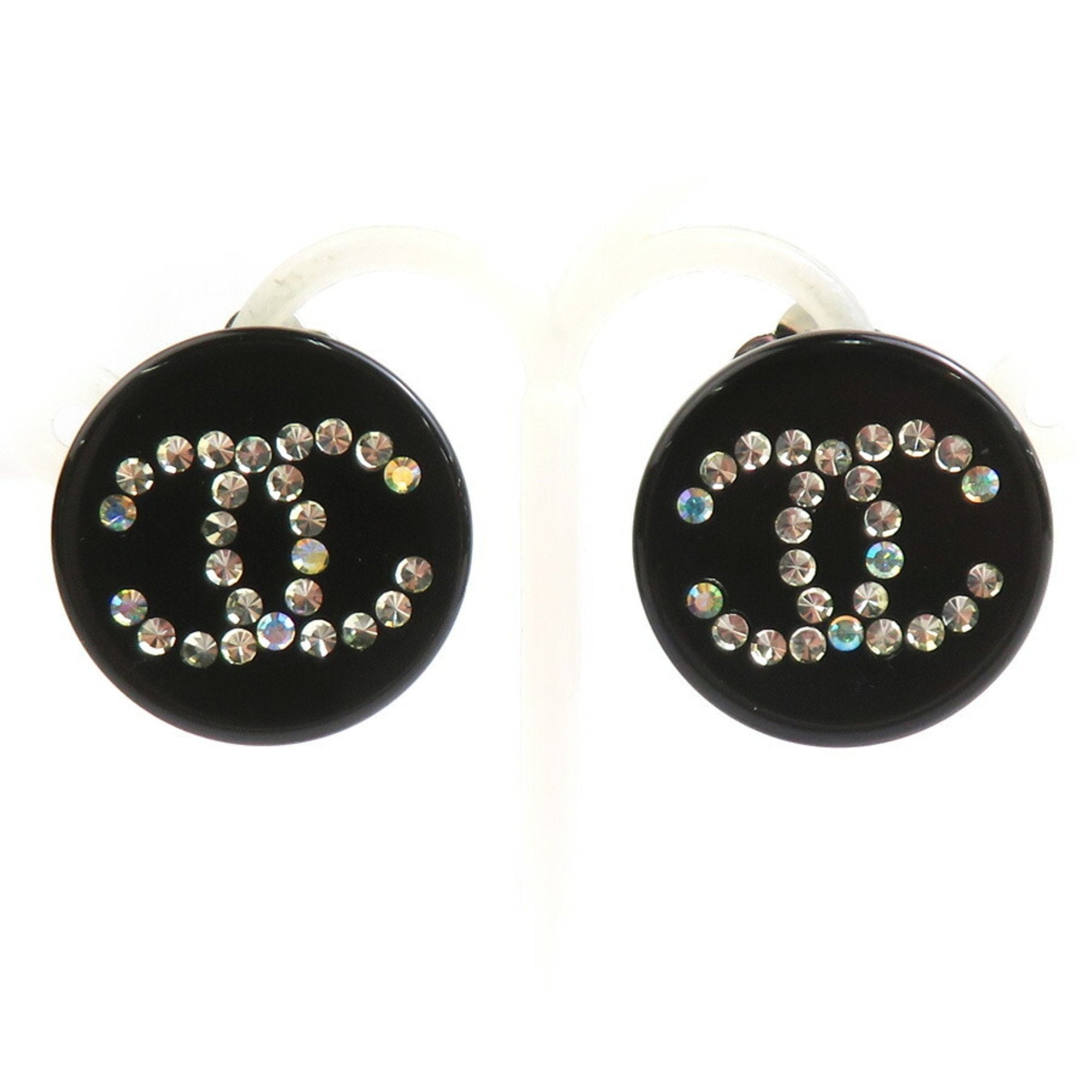 CC Logo Clip-On Earrings Silver-Tone Metal