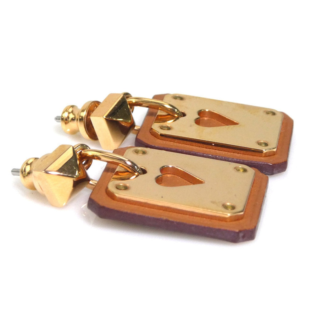 Earrings Metal and Swift Leather