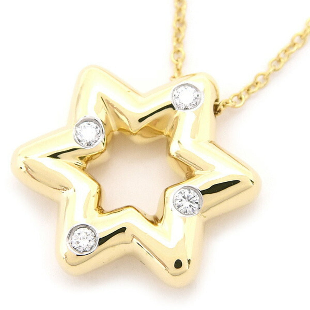 Star Pendant Necklace 18K Yellow Gold with Diamond