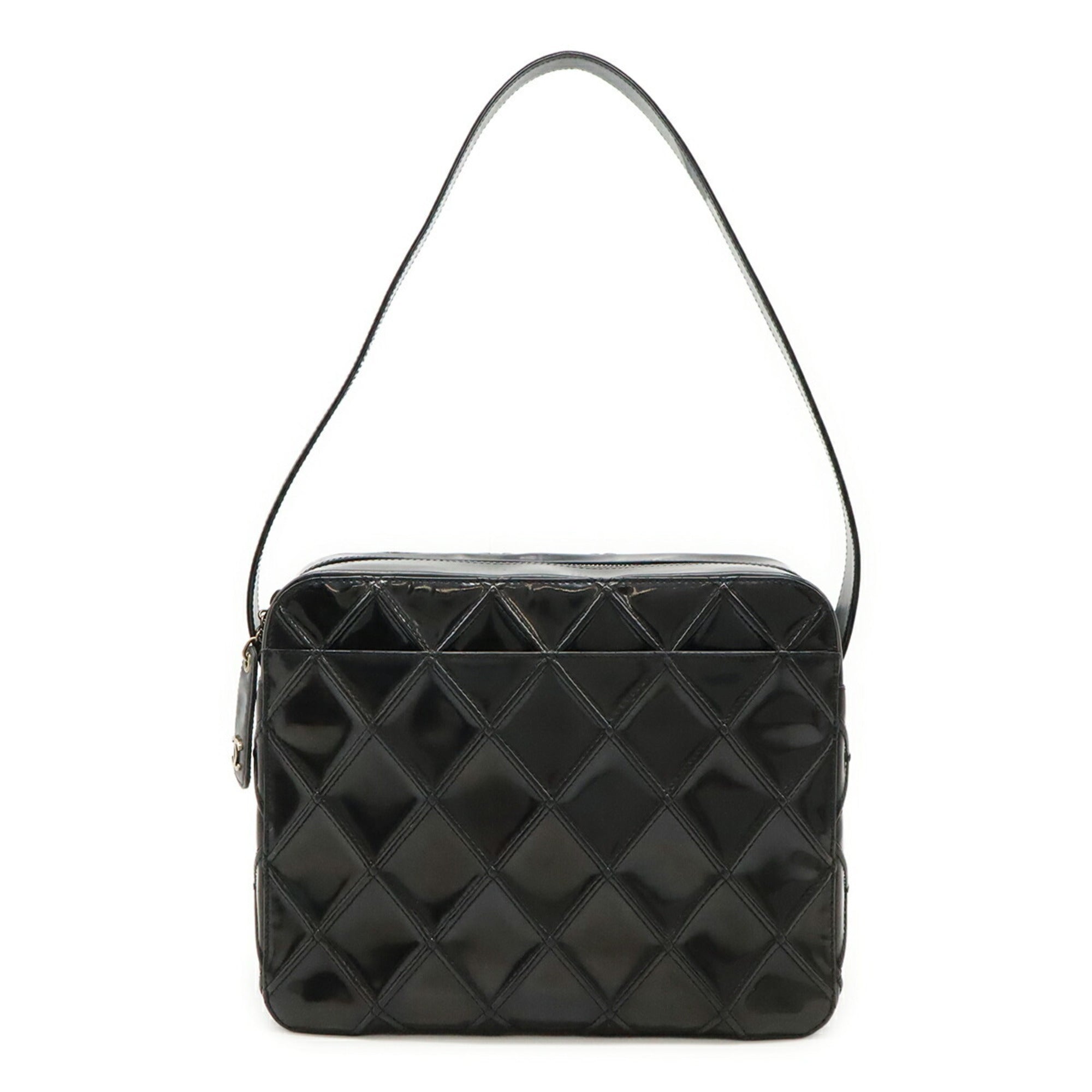 Vintage Pocket Shoulder Bag Quilted Patent Small