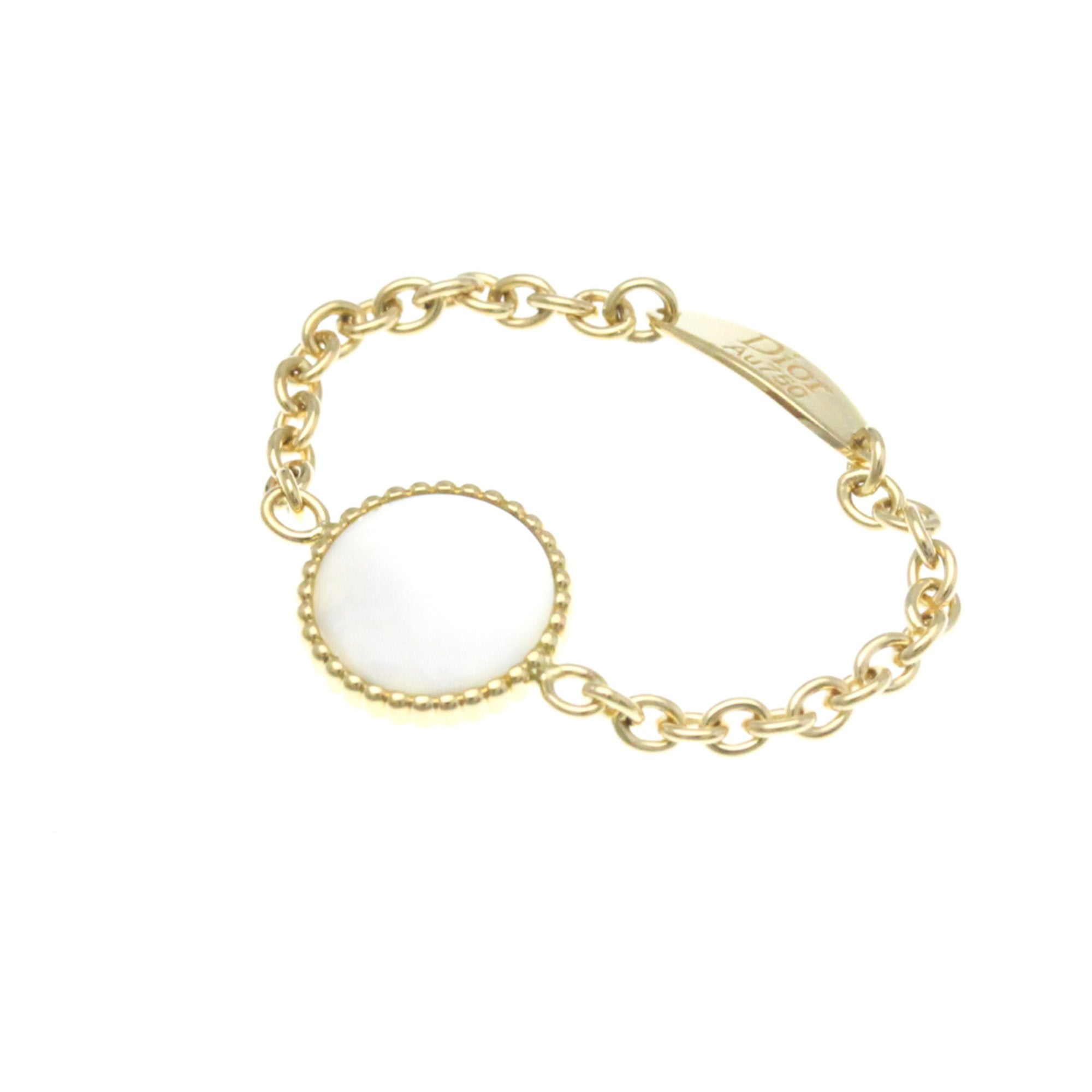 Band Ring 18K Yellow Gold with Diamond and Mother of Pearl