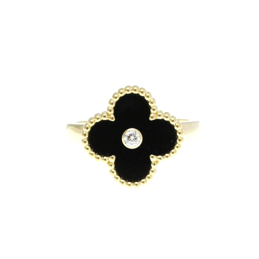 Vintage Alhambra Ring 18K Yellow Gold and Onyx