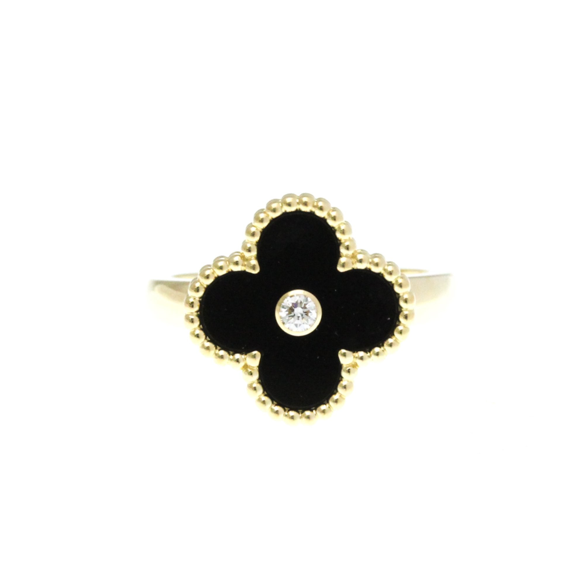 Vintage Alhambra Ring 18K Yellow Gold and Onyx
