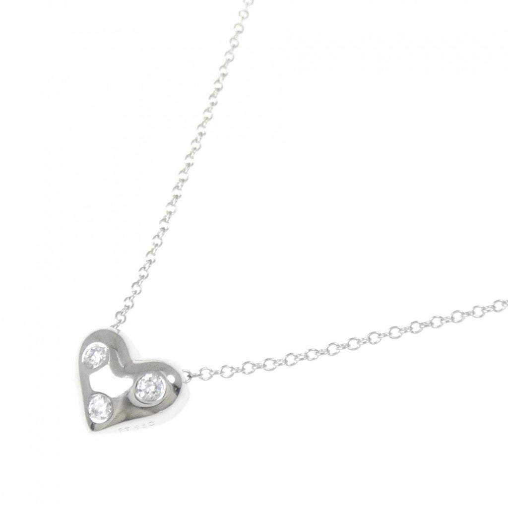Pinched Heart Pendant Necklace Platinum with Diamond