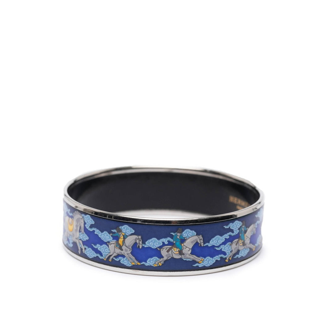 Bangle Metal Silver and Blue and Multi-Color Bracelet
