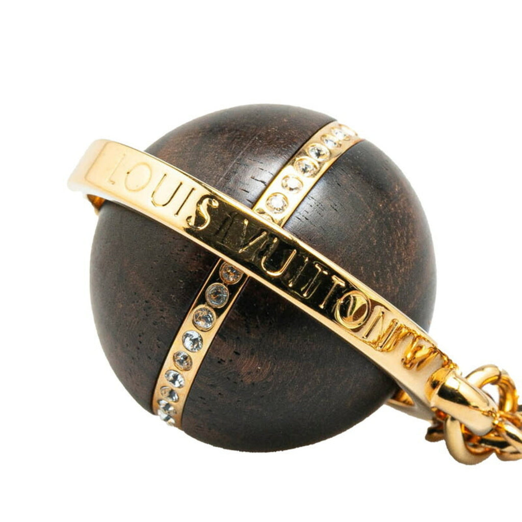Pendant Necklace Plated Wood Brown and Gold