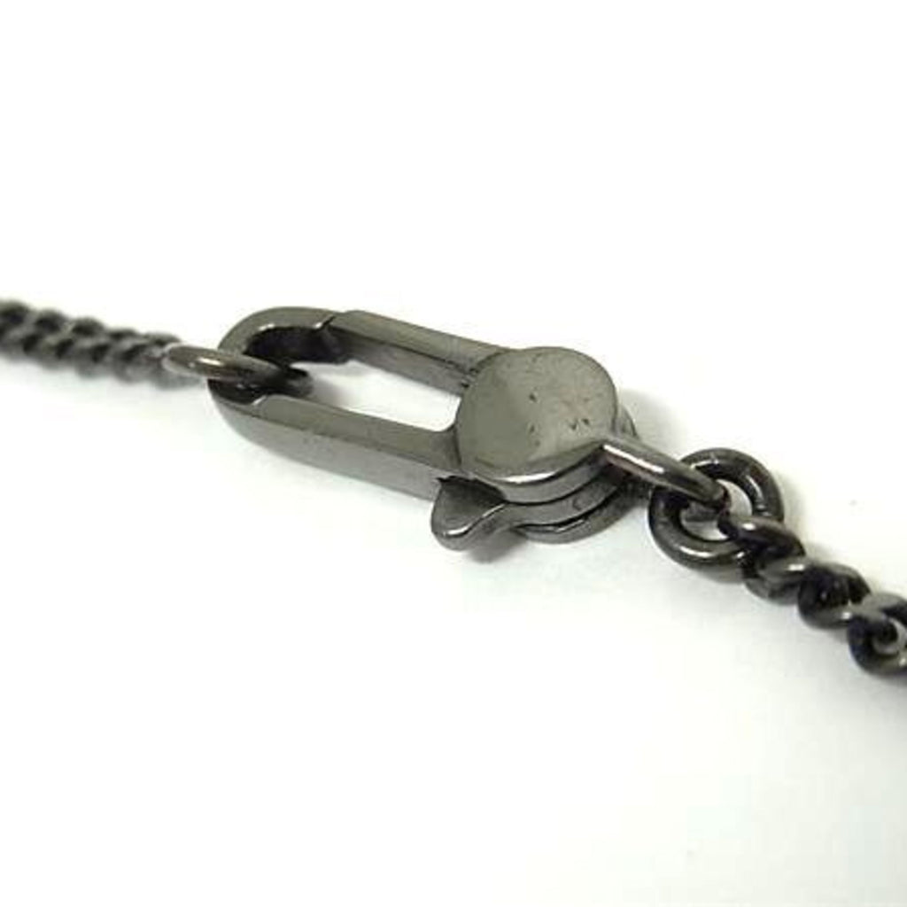 Pendant Necklace Sterling Silver Gunmetal Black with Diamante