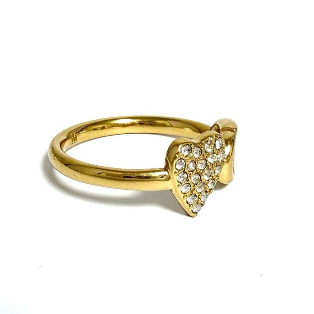 Navy Heart Ring Metal and Rhinestone