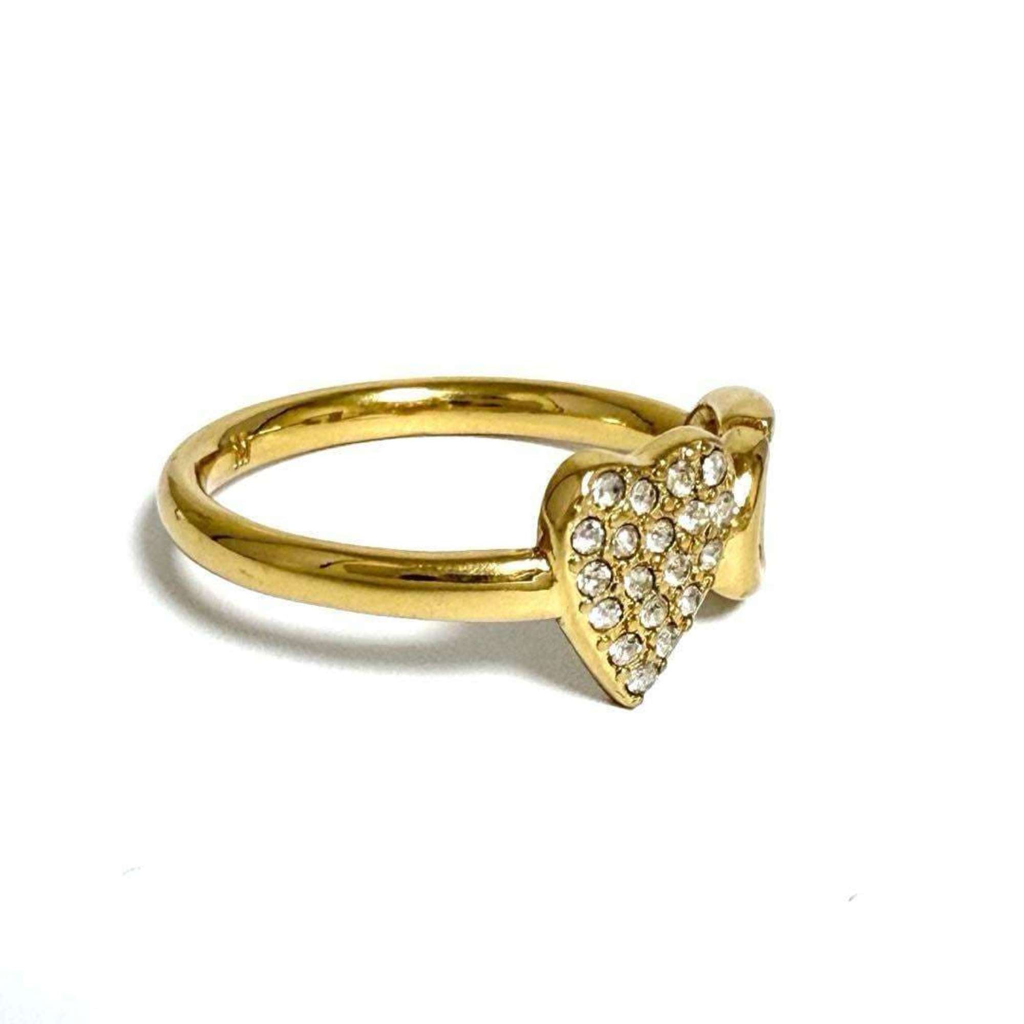 Navy Heart Ring Metal and Rhinestone