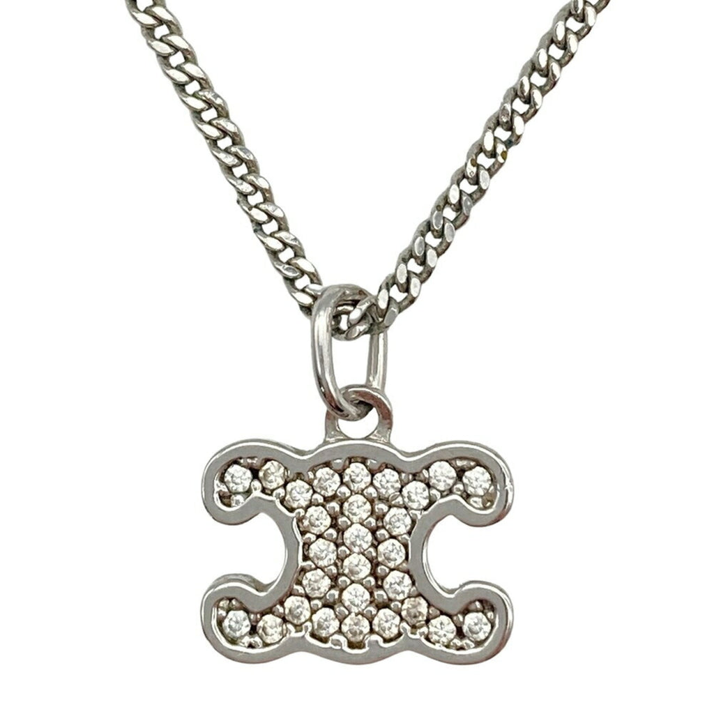 Triomphe Pendant Necklace Metal with Rhinestone Silver